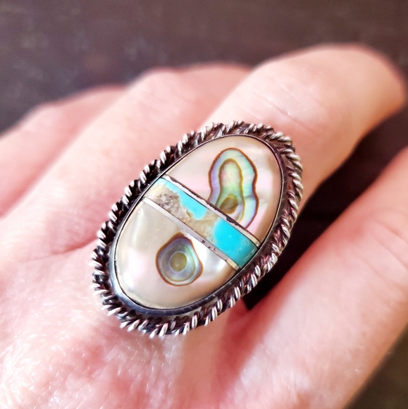 Native American Jewelry - Vintage Sterling Navajo Turquoise Artist Signed Ring